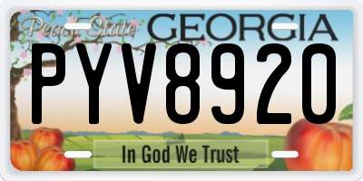 GA license plate PYV8920
