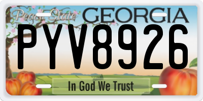 GA license plate PYV8926