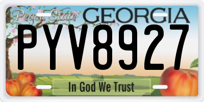 GA license plate PYV8927