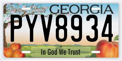 GA license plate PYV8934