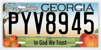 GA license plate PYV8945