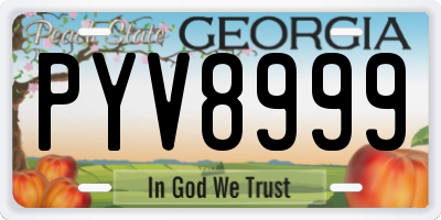 GA license plate PYV8999