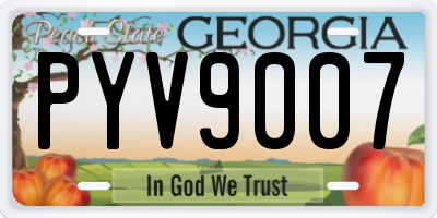 GA license plate PYV9007