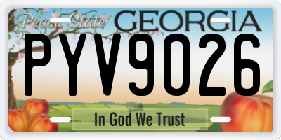 GA license plate PYV9026