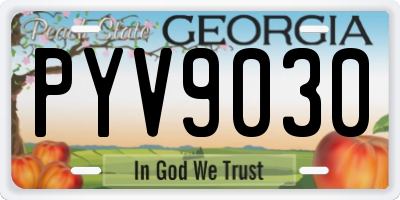 GA license plate PYV9030