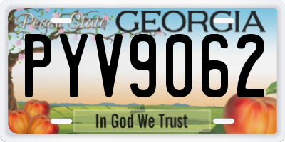 GA license plate PYV9062