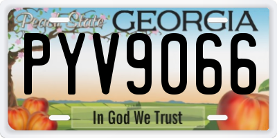 GA license plate PYV9066
