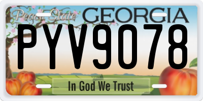 GA license plate PYV9078