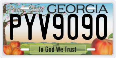 GA license plate PYV9090