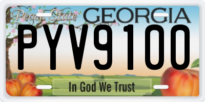 GA license plate PYV9100