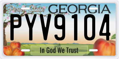 GA license plate PYV9104