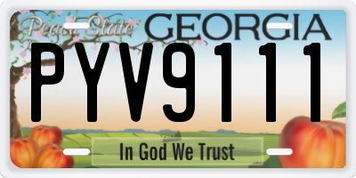 GA license plate PYV9111