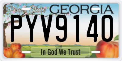 GA license plate PYV9140