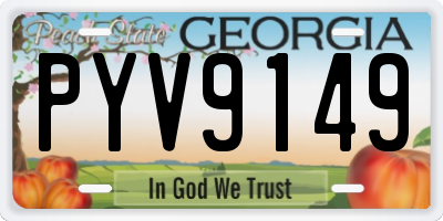GA license plate PYV9149