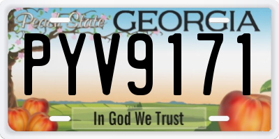 GA license plate PYV9171