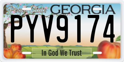 GA license plate PYV9174