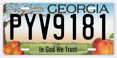 GA license plate PYV9181