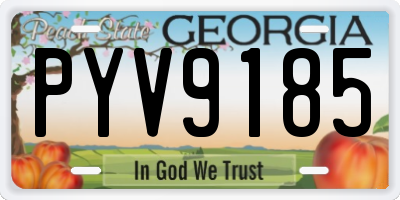 GA license plate PYV9185