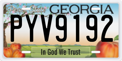 GA license plate PYV9192