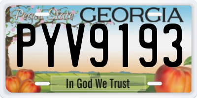 GA license plate PYV9193