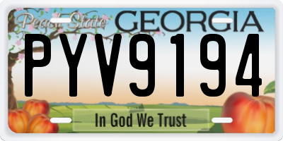 GA license plate PYV9194
