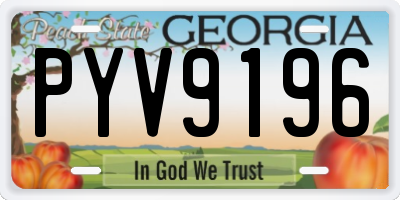 GA license plate PYV9196