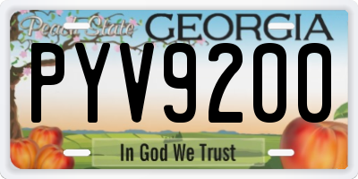 GA license plate PYV9200