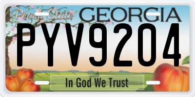 GA license plate PYV9204