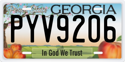 GA license plate PYV9206