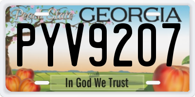 GA license plate PYV9207