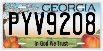 GA license plate PYV9208