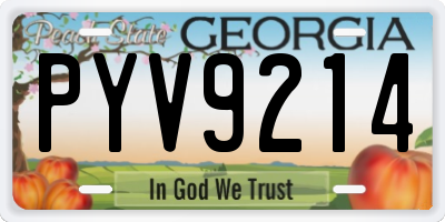 GA license plate PYV9214