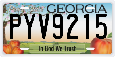 GA license plate PYV9215