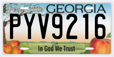 GA license plate PYV9216