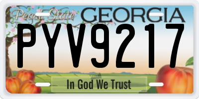 GA license plate PYV9217