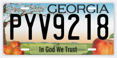 GA license plate PYV9218
