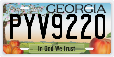 GA license plate PYV9220
