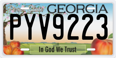 GA license plate PYV9223