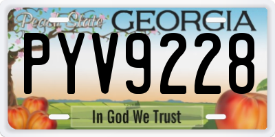 GA license plate PYV9228