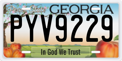 GA license plate PYV9229