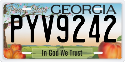 GA license plate PYV9242