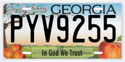 GA license plate PYV9255