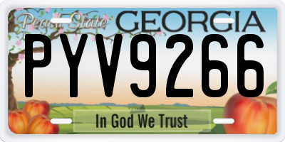GA license plate PYV9266