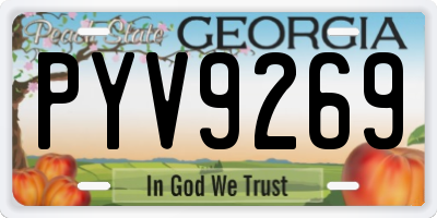 GA license plate PYV9269