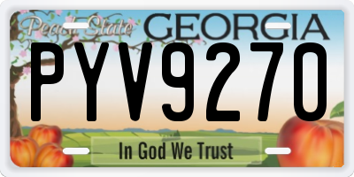 GA license plate PYV9270