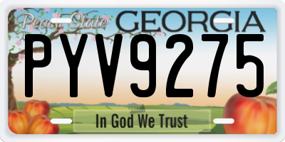 GA license plate PYV9275