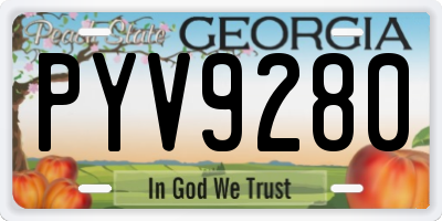GA license plate PYV9280