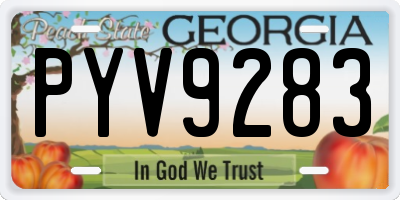 GA license plate PYV9283
