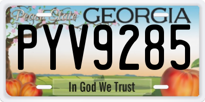 GA license plate PYV9285