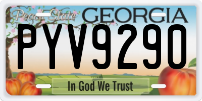 GA license plate PYV9290